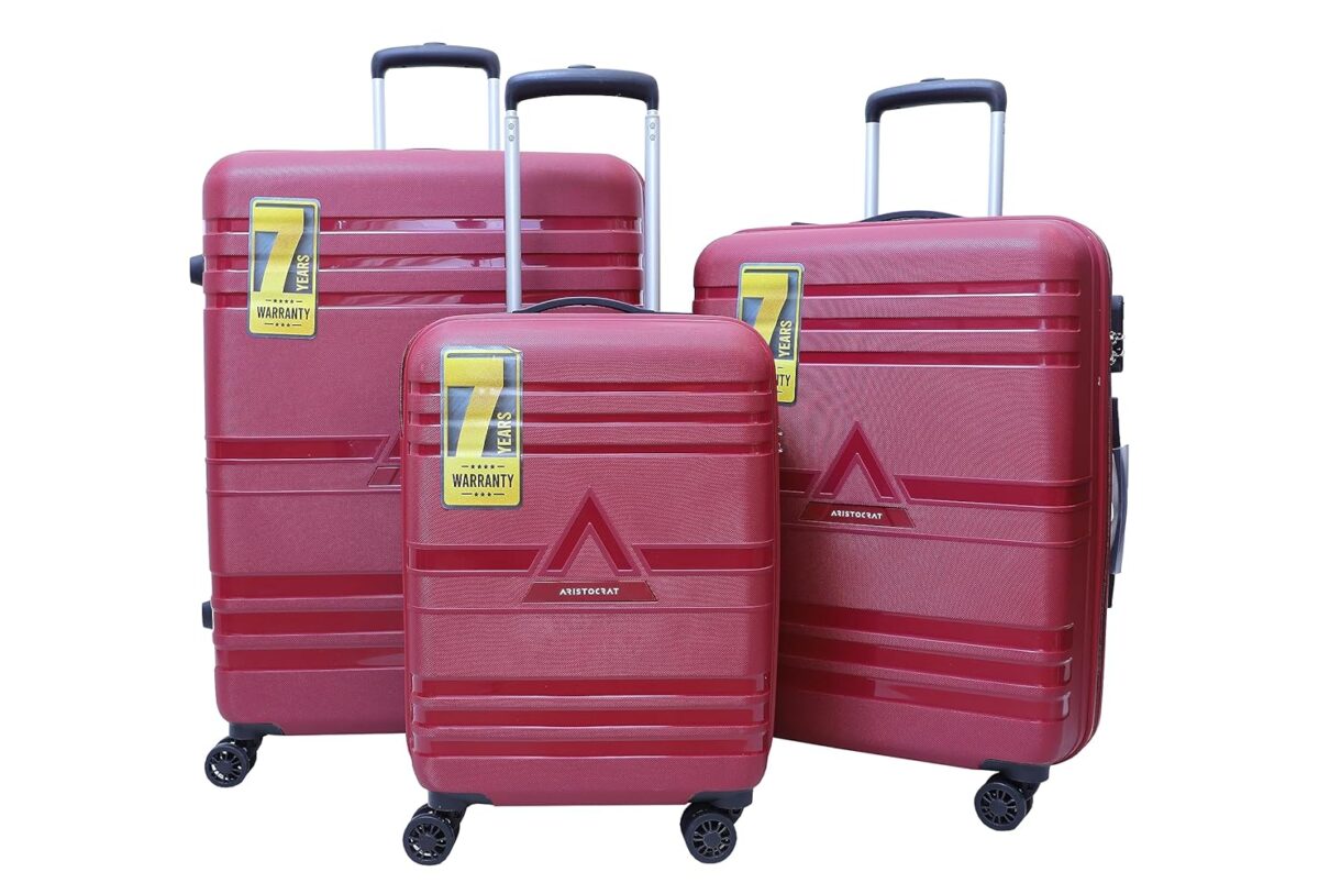 VIP Aristocrat Fort Set of 3 Trolley Bags| Soft Body Luggage Bags with  Number Lock and 4 Wheels| Anti Theft Zip and 360 Rotation|  Cabin+Medium+Large (Red) - Price History